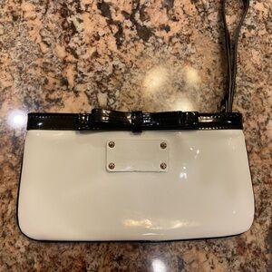 Kate Spade White and Black Patent Bow Clutch